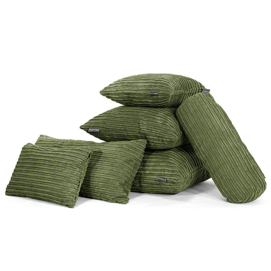 Fundas de Cojín Redondo 50cm - Pana Clásica Bosque Verde 03