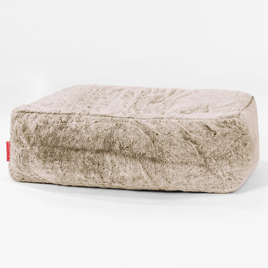 Escabel Gigante - Piel de Conejo Sintética Marrón Dorado 01