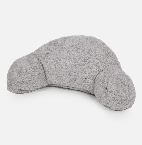 Almohada de Lectura para Niños de Alto Soporte - Piel de Osito Sintética Gris Medio 01