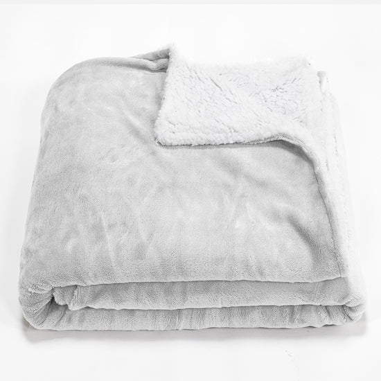 Manta Sherpa - Manta de Franela de Sherpa Gris Claro 01