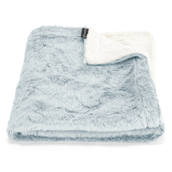 Manta de Sherpa - Piel de Conejo Sintética Azul Empolvado 01