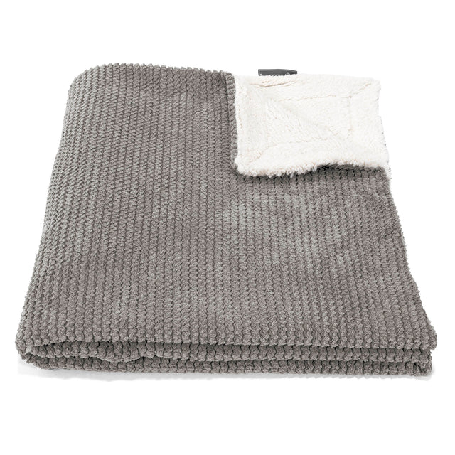 Manta de Sherpa - Pompón Carbón Gris 01