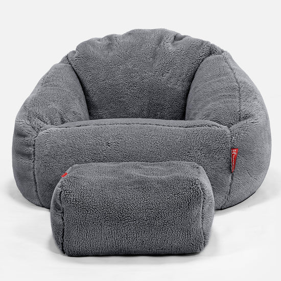 Puf Bubble - Piel de Osito Sintética Gris oscuro 02