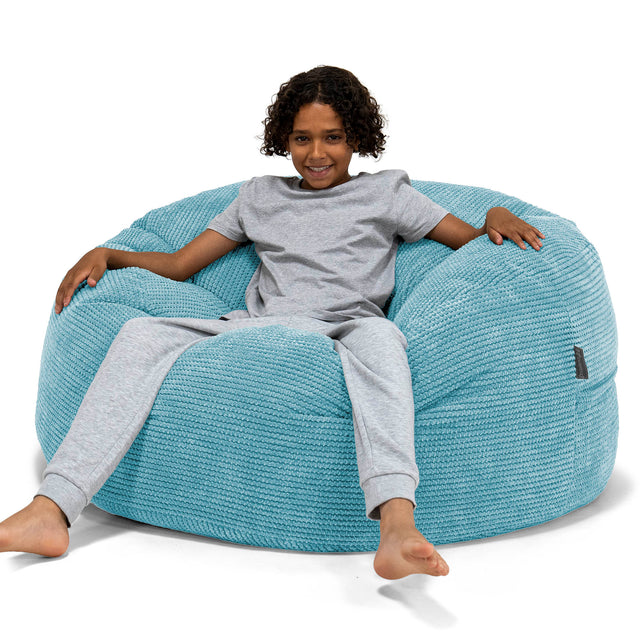 Puf Ultra Cómodo para Niños de 6 a 14 años - Pompón Egeo Azul 01