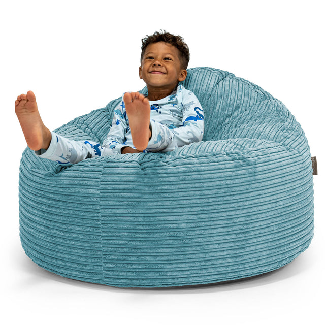 Puf Gigante Snuggle para Niños de 3 a 8 años - Pana Clásica Egeo Azul 01