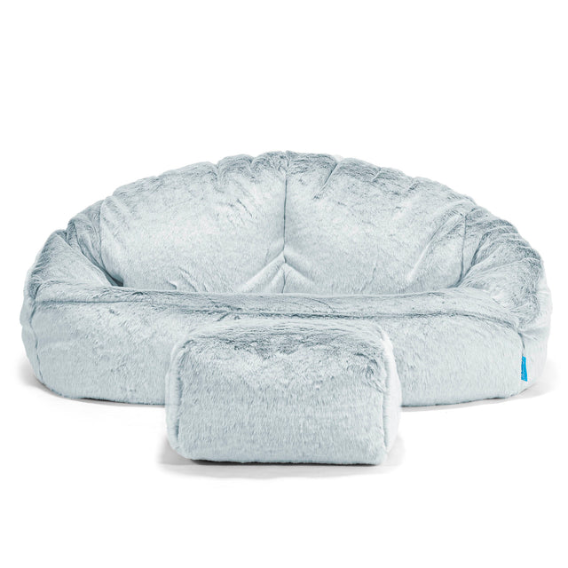 Puf Grande para Niños Bubble - Piel de Conejo Sintética Azul Empolvado 02