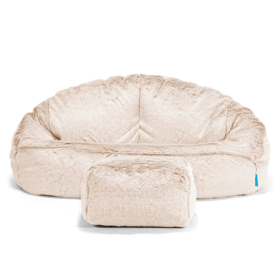 Puf Grande para Niños Bubble - Piel de Conejo Sintética Blanco 02