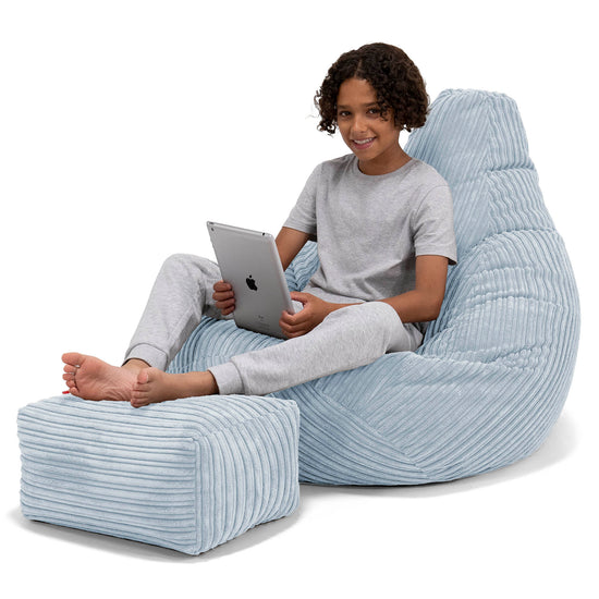 Puf Silla de Juego para Niños de 6 a 14 años - Pana Clásica Bebé Azul 01