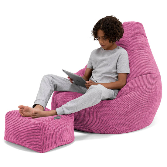 Puf Silla de Juego para Niños de 6 a 14 años - Pompón Rosa 01