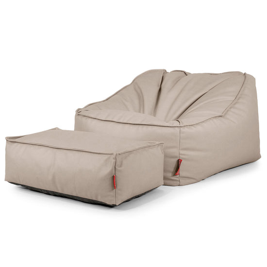 Puf Silla Encorvada - Cuero Vegano Marfil 02