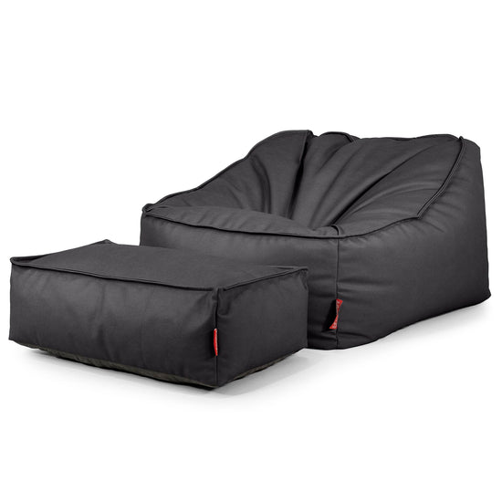 Puf Silla Encorvada - Cuero Vegano Negro 02