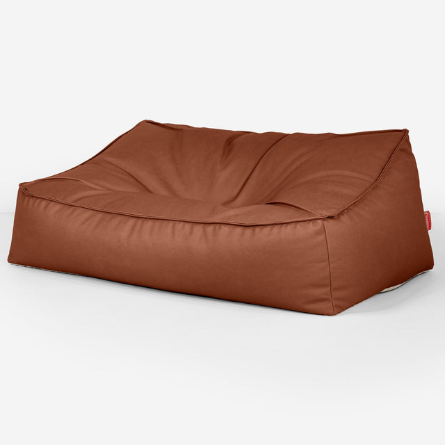 Puf Sillón Encorvado - Cuero Vegano Castaño 03