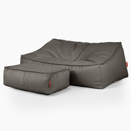 Puf Sillón Encorvado - Cuero Vegano Gris 02