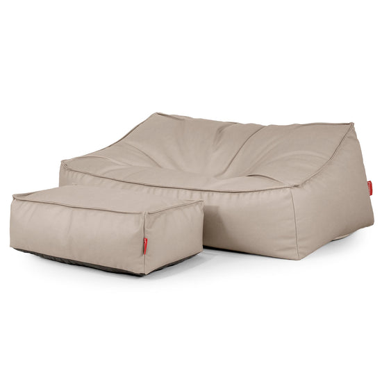Puf Sillón Encorvado - Cuero Vegano Marfil 02