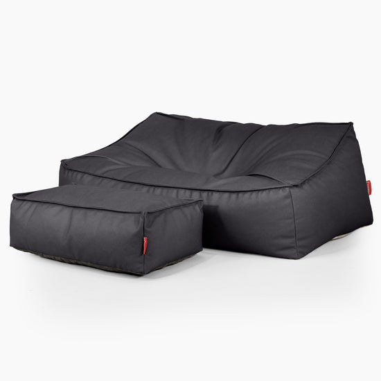 Puf Sillón Encorvado - Cuero Vegano Negro 02