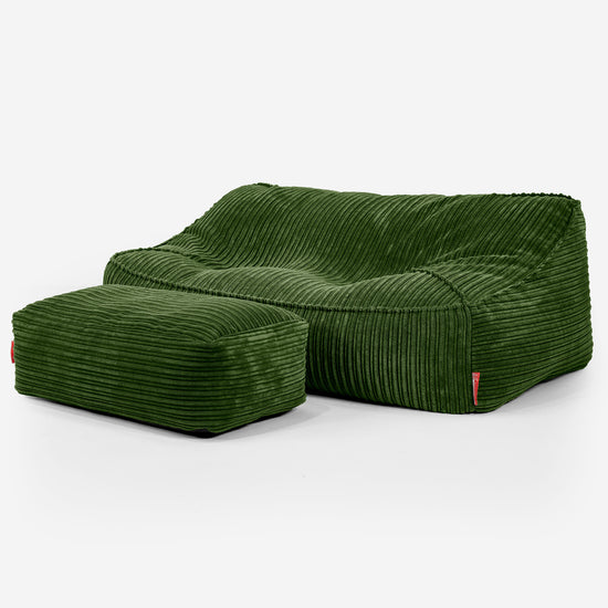 Puf Sillón Encorvado - Pana Clásica Bosque Verde 02