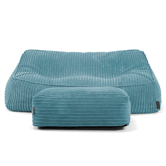 Puf Sillón Encorvado - Pana Clásica Egeo Azul 01