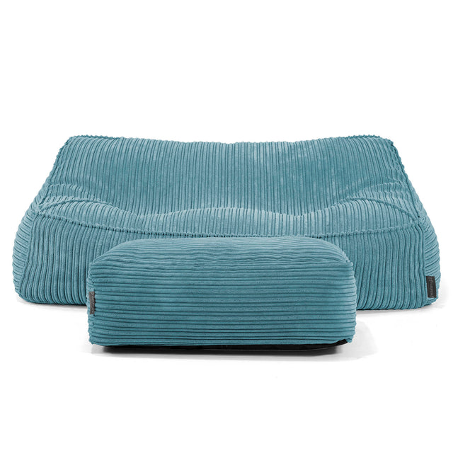 Puf Sillón Encorvado - Pana Clásica Egeo Azul 01
