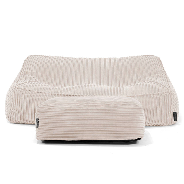 Puf Sillón Encorvado - Pana Clásica Marfil 01