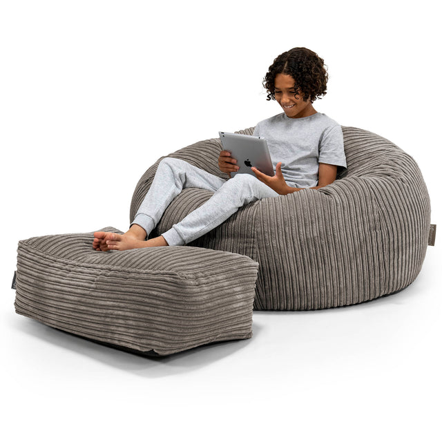 Puf Sofa para Niños de 6 a 14 años - Pana Clásica Grafito 01