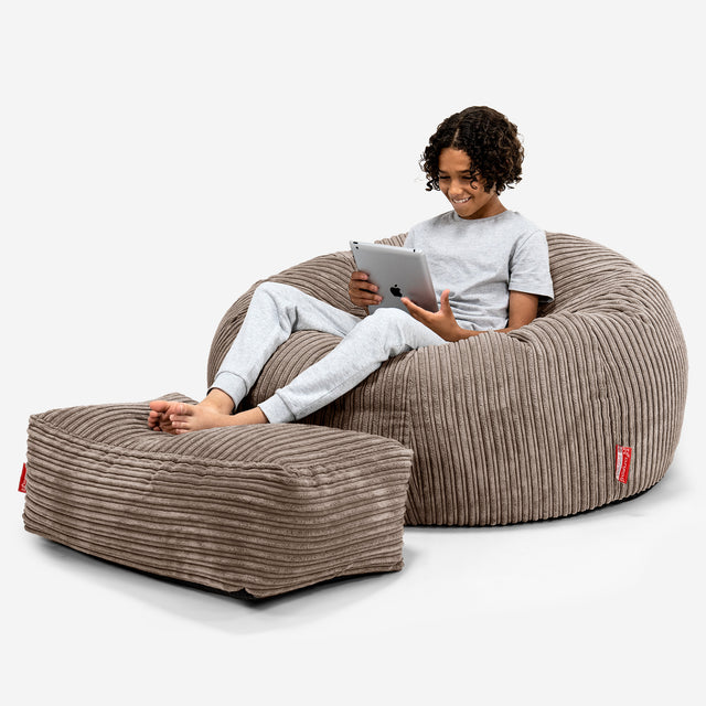 Puf Sofa para Niños de 6 a 14 años - Pana Clásica Moca 01