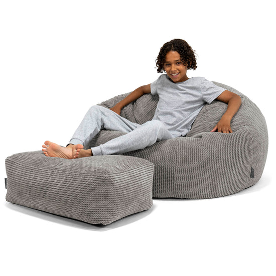 Puf Sofa para Niños de 6 a 14 años - Pompón Carbón Gris 01