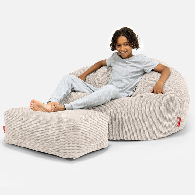 Puf Sofa para Niños de 6 a 14 años - Pompón Crema 01