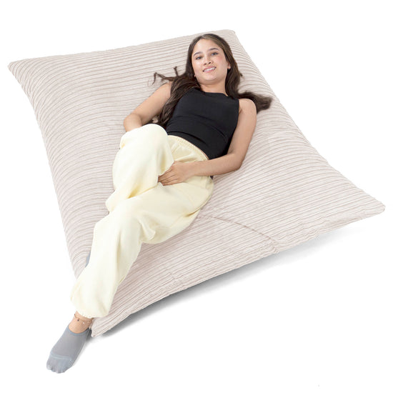 Puff Gigante Cama XL - Pana Clásica Marfil 02