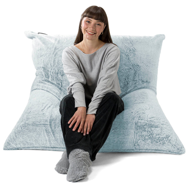 Puff Gigante Cama XL - Piel de Conejo Sintética Azul Empolvado 01