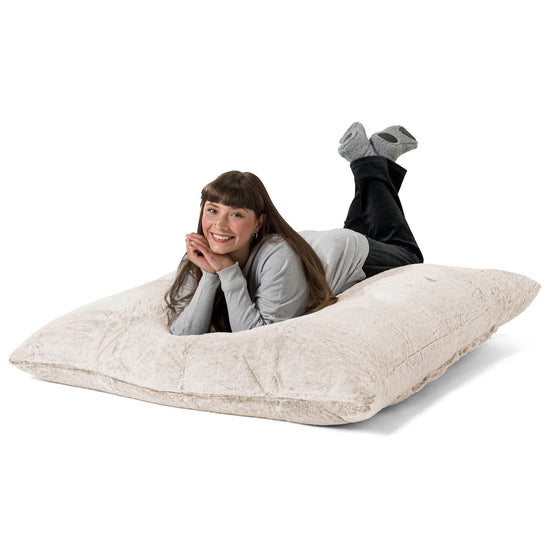 Puff Gigante Cama XL - Piel de Conejo Sintética Marrón Dorado 03