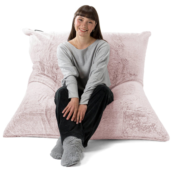 Puff Gigante Cama XL - Piel de Conejo Sintética Rosa Empolvado 01
