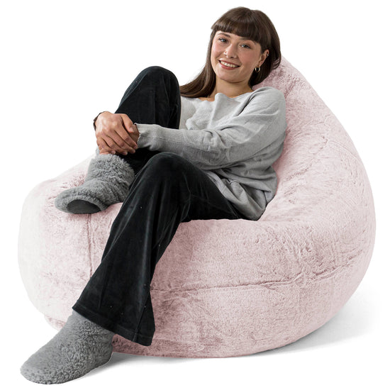 Puff Gigante Cama XL - Piel de Conejo Sintética Rosa Empolvado 02