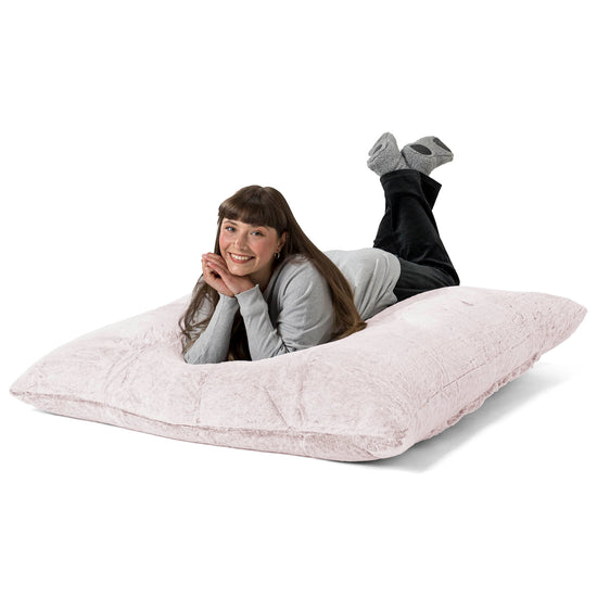 Puff Gigante Cama XL - Piel de Conejo Sintética Rosa Empolvado 03