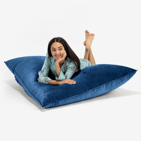 Puff Gigante Cama XL - Terciopelo Azul Marino 03