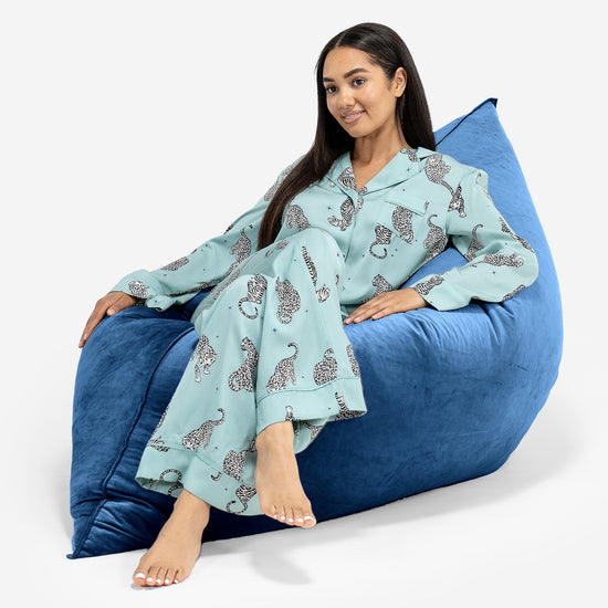 Puff Gigante Cama XL - Terciopelo Azul Marino 04