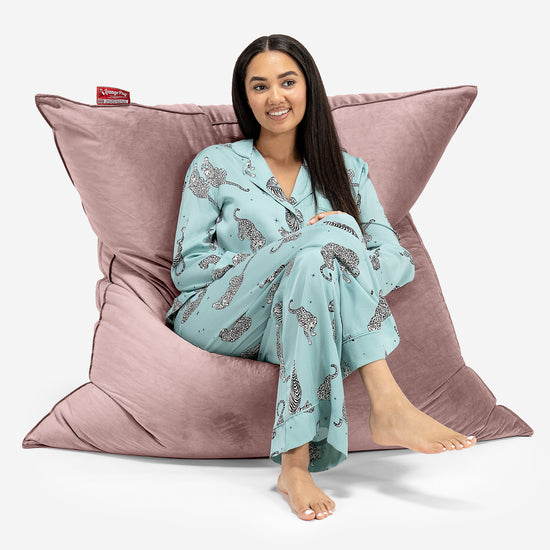 Puff Gigante Cama XL - Terciopelo Rosa 02