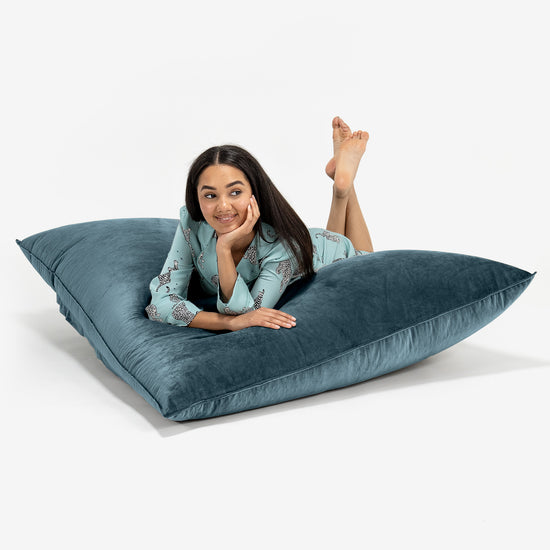 Puff Gigante Cama XL - Terciopelo Turquesa 03