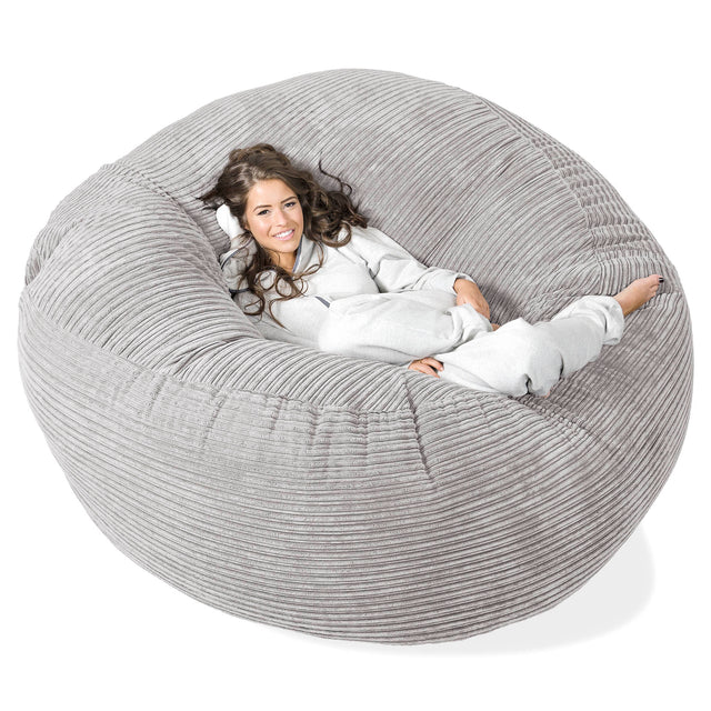 Puff Gigante 'Mega-Mamut' - Pana Clásica Aluminio Plata 01
