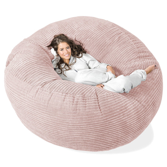 Puff Gigante 'Mega-Mamut' - Pana Clásica Rosa Claro 01