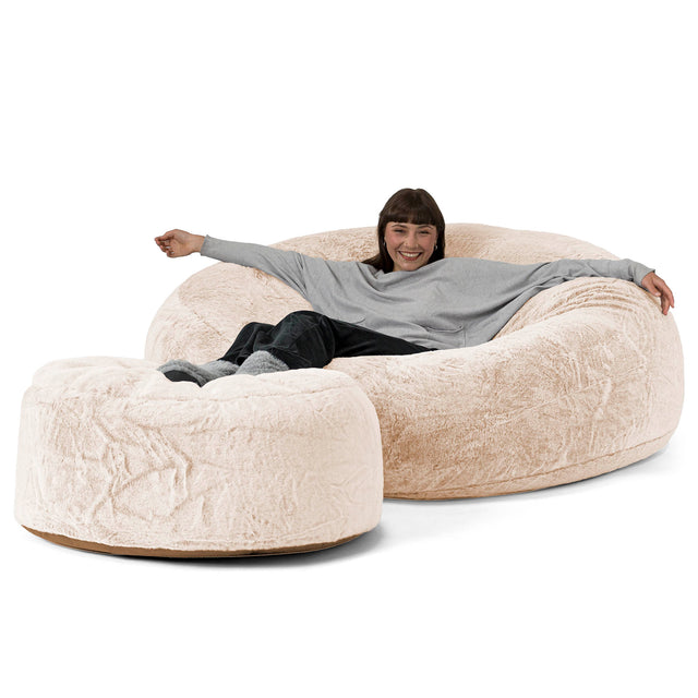 Puff Gigante 'Mega-Mamut' - Piel de Conejo Sintética Blanco 02