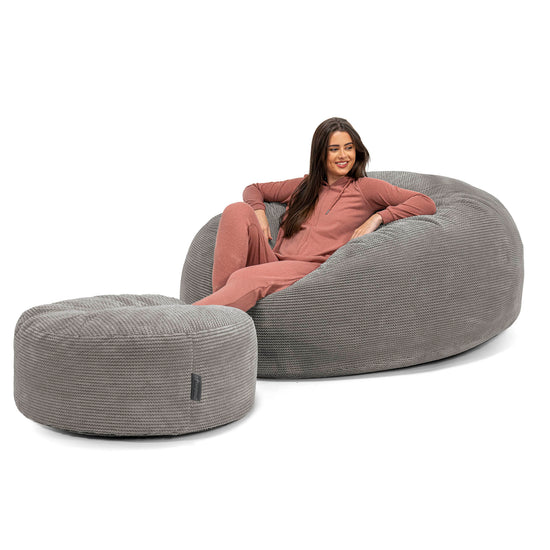 Puff Gigante 'Mega-Mamut' - Pompón Carbón Gris 02