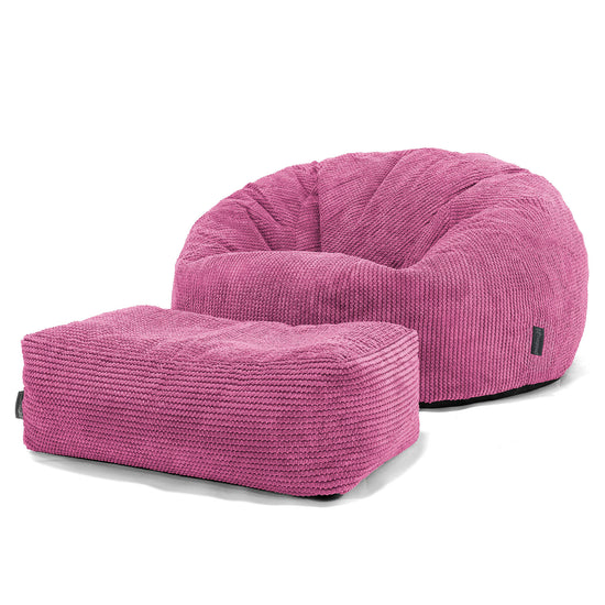 Puff Gigante Sofá Clásica - Pompón Rosa 02