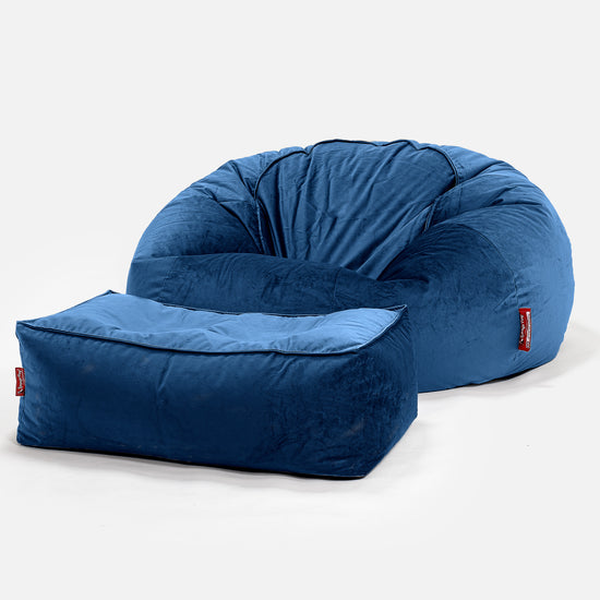Puff Gigante Sofá Clásica - Terciopelo Azul Marino 02