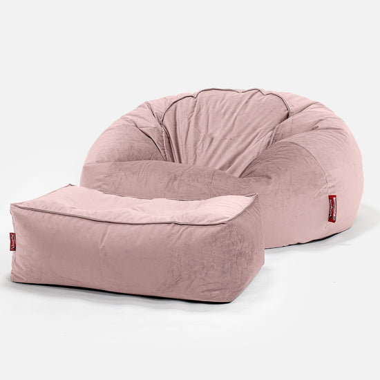 Puff Gigante Sofá Clásica - Terciopelo Rosa 02