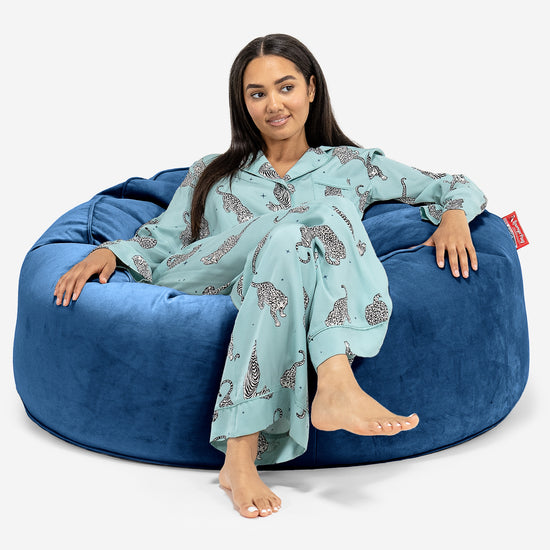 Puff Gigante Sofá 'Mamut' - Terciopelo Azul Marino 01
