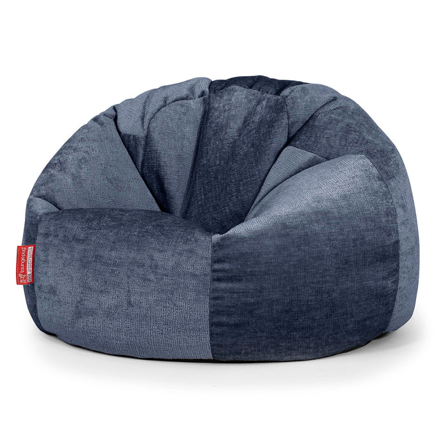 Puff Redondo - Chenille Azul marino 01