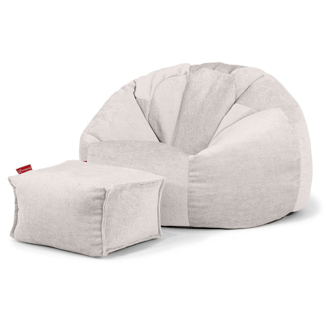 Puff Redondo - Chenille Crema 02