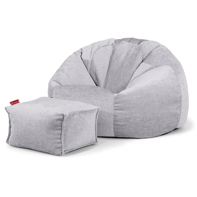 Puff Redondo - Chenille Gris 02