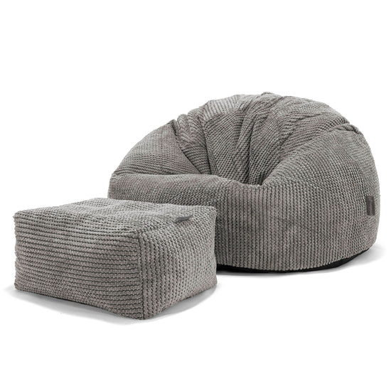 Puff Redondo - Pompón Carbón Gris 02
