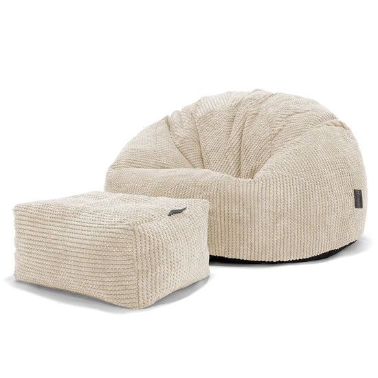 Puff Redondo - Pompón Crema 02